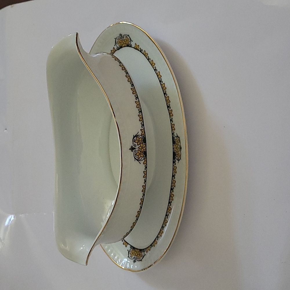 Silesia Germany gravy boat multicolor floral